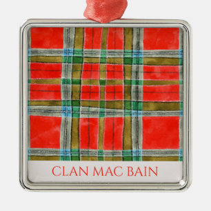 CLAN MAC BAIN Premium Quadratischer Schmuckanhänge Ornament Aus Metall