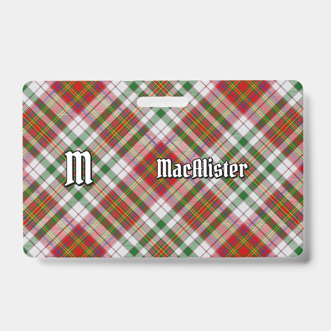 Clan MacAlister Dress Tartan Abzeichen Ausweis (Vorderseite)