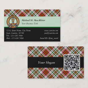 Clan MacAlister Dress Tartan Business Card Visitenkarte