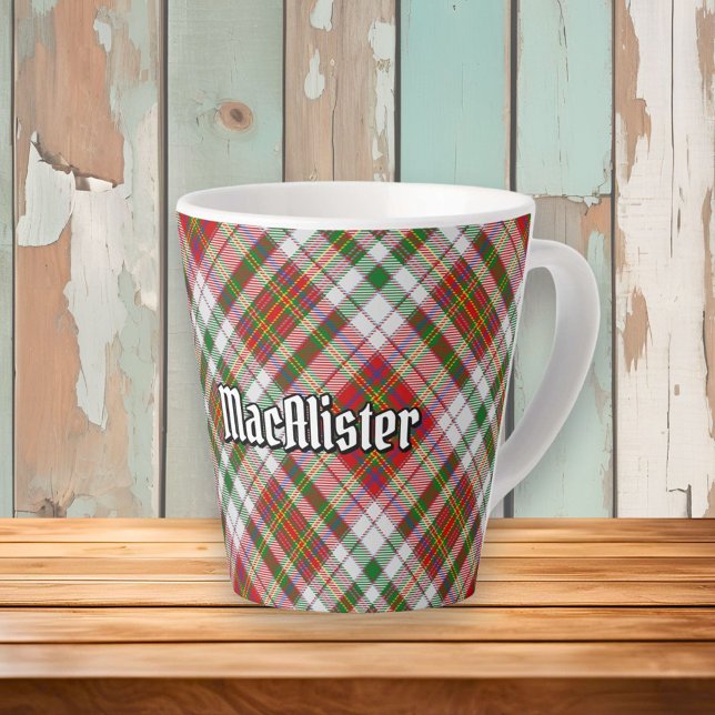 Clan MacAlister Dress Tartan Latte Tasse (Von Creator hochgeladen)