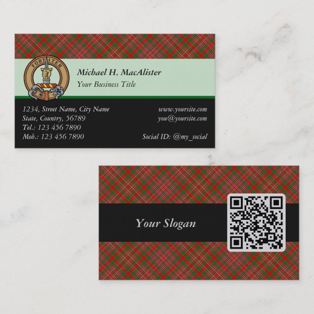 Clan MacAlister Tartan Business Card Visitenkarte (Vorne/Hinten)