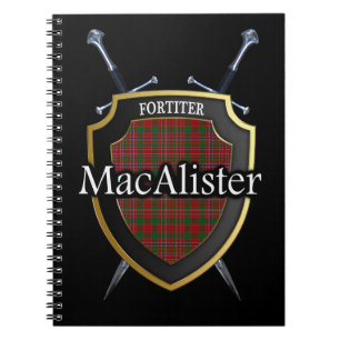 Clan MacAlister Tartan Schild & Schwerter Notizblock