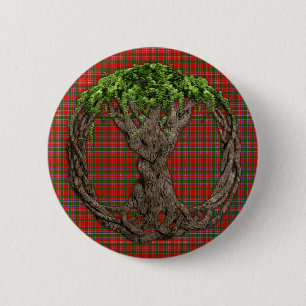 Clan MacAlister Tartan und keltischer Lebensbaum Button