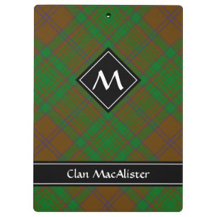 Clan MacAlister von Glenbarr Jagd Tartan Klemmbrett