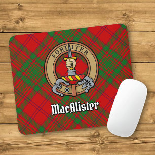 Clan MacAlister von Glenbarr Wappen über Tartan Mousepad