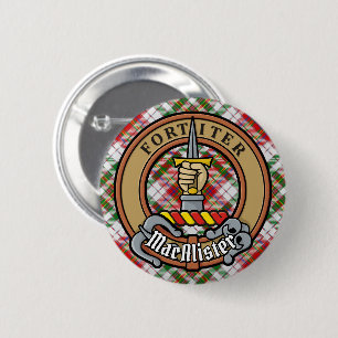 Clan MacAlister-Wappen über Dress-Tartan Button