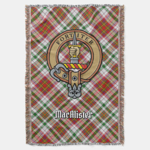 Clan MacAlister-Wappen über Dress-Tartan Decke