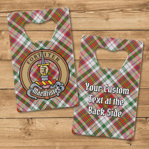Clan MacAlister Wappen über Dress Tartan Geldbeutel Flaschenöffner