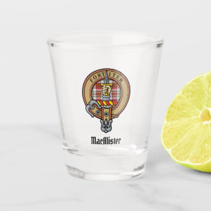 Clan MacAlister Wappen über Dress Tartan Shot Glas