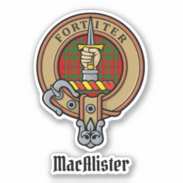 Clan MacAlister Wappen über Glenbarr Tartan Aufkleber