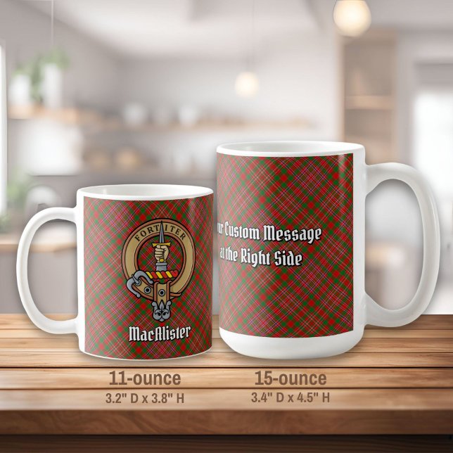 Clan MacAlister Wappen über Tartan Kaffeetasse (Von Creator hochgeladen)
