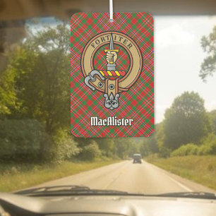 Clan MacAlister Wappen über Tartan-Luftfrischer Autolufterfrischer