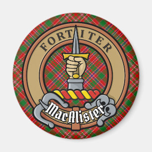 Clan MacAlister Wappen über Tartan Magnet
