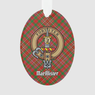 Clan MacAlister Wappen über Tartan Ornament
