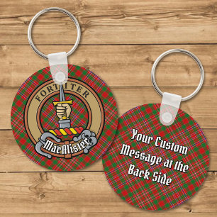 Clan MacAlister Wappen über Tartan Schlüsselanhäng Schlüsselanhänger