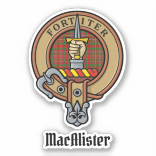 Clan MacAlister Wappen über Tartan Sticker