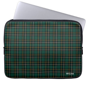 Clan MacAlpine Tartan Dark Green Kariert Mit Monog Laptopschutzhülle