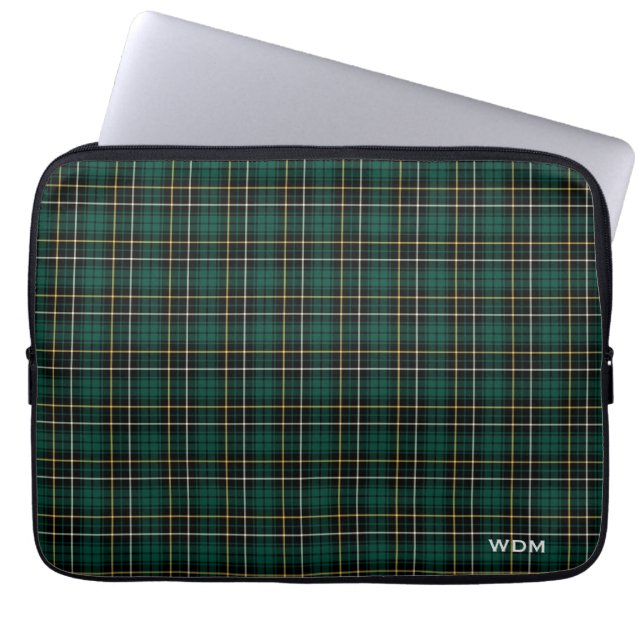 Clan MacAlpine Tartan Dark Green Kariert Mit Monog Laptopschutzhülle (Vorderseite)