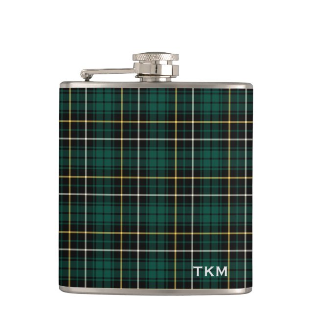 Clan MacAlpine Tartan Monogram Flachmann (Vorderseite)