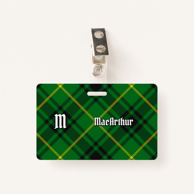 Clan MacArthur Tartan Ausweis (Vorderseite mit Klammer)