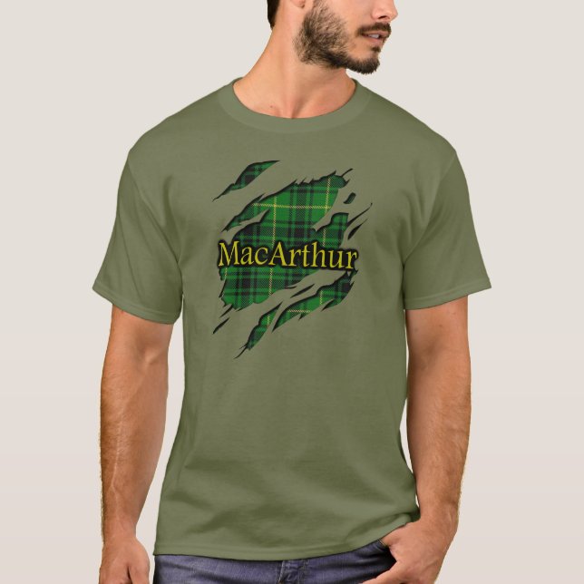 Clan MacArthur Tartan heftiger Shirt-Effekt T-Shirt (Vorderseite)