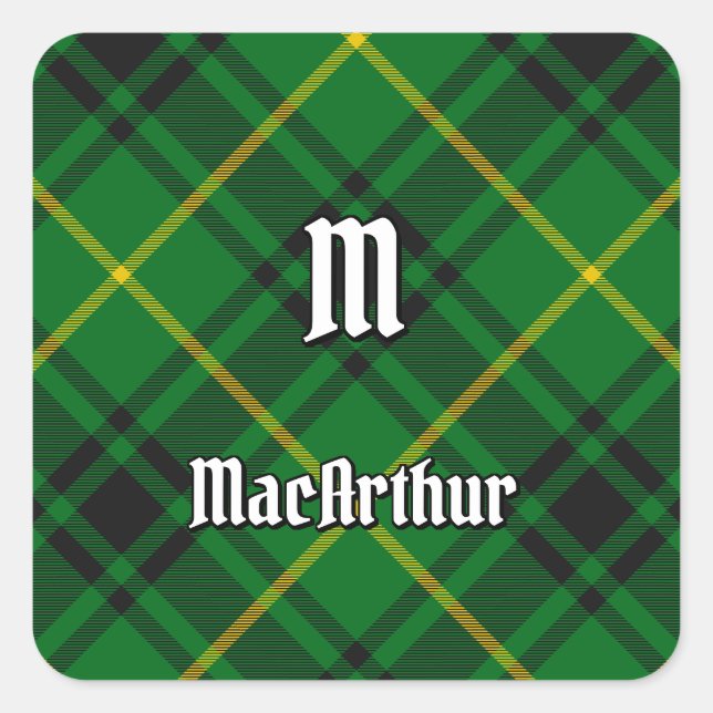 Clan MacArthur Tartan Quadratischer Aufkleber (Vorderseite)