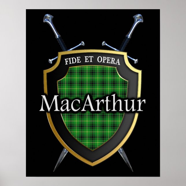 Clan MacArthur Tartan Scottish Shield & Schwerter Poster (Vorne)