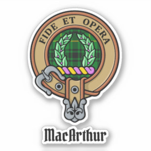 Clan MacArthur Wappen über Tartan Aufkleber