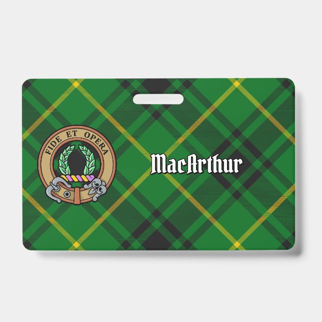 Clan MacArthur Wappen über Tartan Ausweis (Vorderseite)
