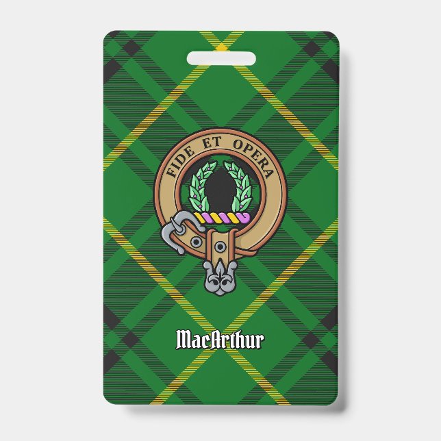 Clan MacArthur Wappen über Tartan Ausweis (Vorderseite)