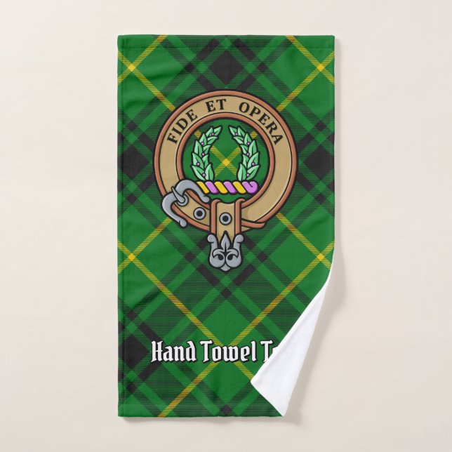 Clan MacArthur Wappen über Tartan Badhandtuch Set (Handtuch)