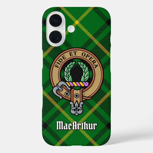 Clan MacArthur Wappen über Tartan Case-Mate iPhone Hülle (Rückseite)