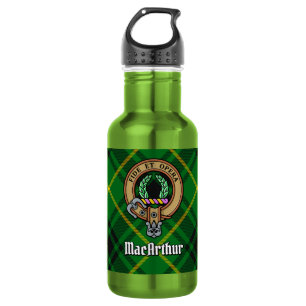 Clan MacArthur-Wappen über Tartan Edelstahlflasche