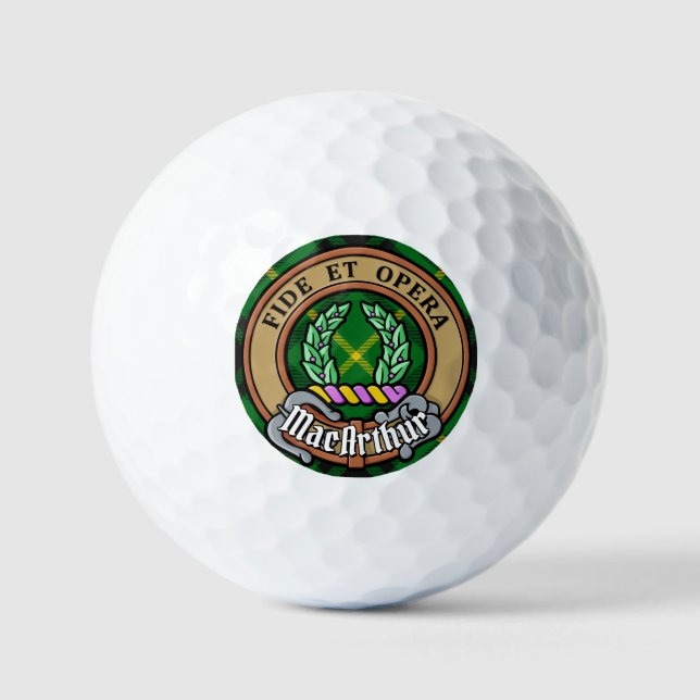 Clan MacArthur Wappen über Tartan Golfball (Vorderseite)