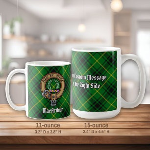 Clan MacArthur Wappen über Tartan Kaffeetasse