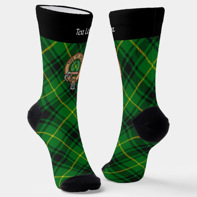 Clan MacArthur Wappen über Tartan Socken (Gewinkelt)