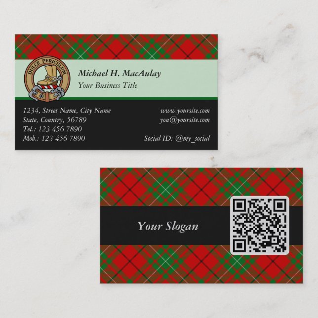 Clan MacAulay Tartan Business Card Visitenkarte (Vorne/Hinten)