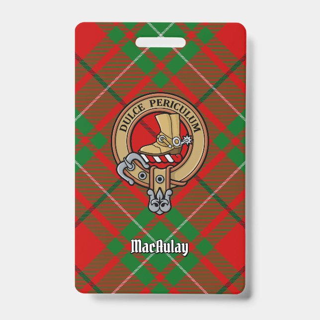 Clan MacAulay Wappen über Tartan Ausweis (Vorderseite)