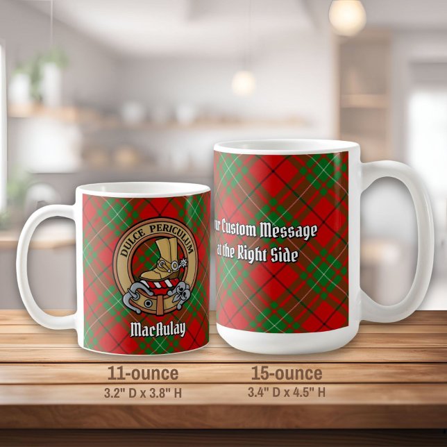 Clan MacAulay Wappen über Tartan Kaffeetasse (Von Creator hochgeladen)