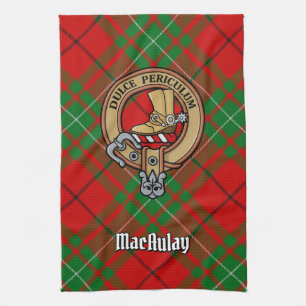 Clan MacAulay Wappen über Tartan Küchentuch