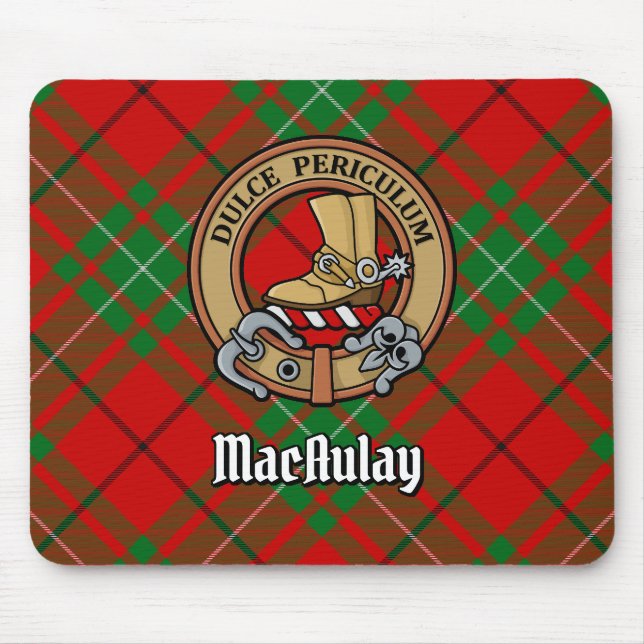 Clan MacAulay Wappen über Tartan Mousepad (Vorne)