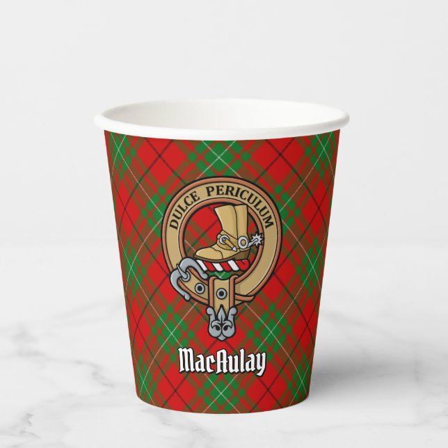 Clan MacAulay Wappen über Tartan Paper Cups Pappbecher (Vorderseite)