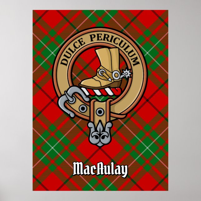 Clan MacAulay Wappen über Tartan Poster (Vorne)