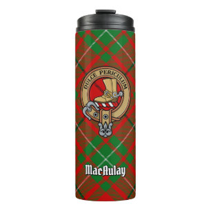 Clan MacAulay Wappen über Tartan Thermosbecher
