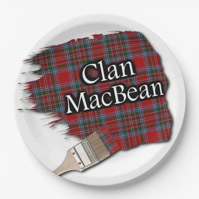 Clan MacBean Scottish Tartan Paint Brush Pappteller (Vorderseite)