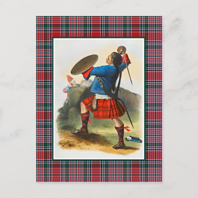 Clan MacBean Vintag Illustration Tartan Frame Postkarte (Vorderseite)