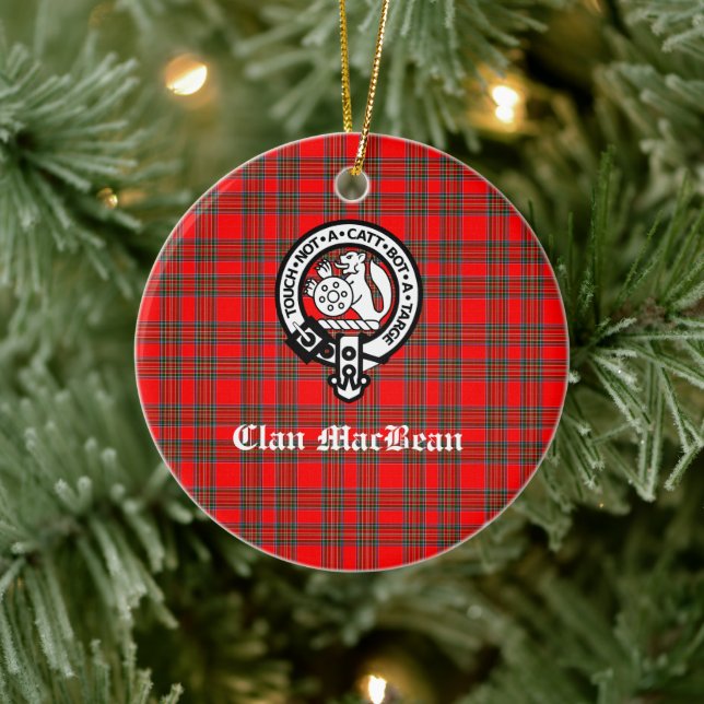 Clan MacBean Wappen Abzeichen & Tartan Keramik Ornament (Baum)