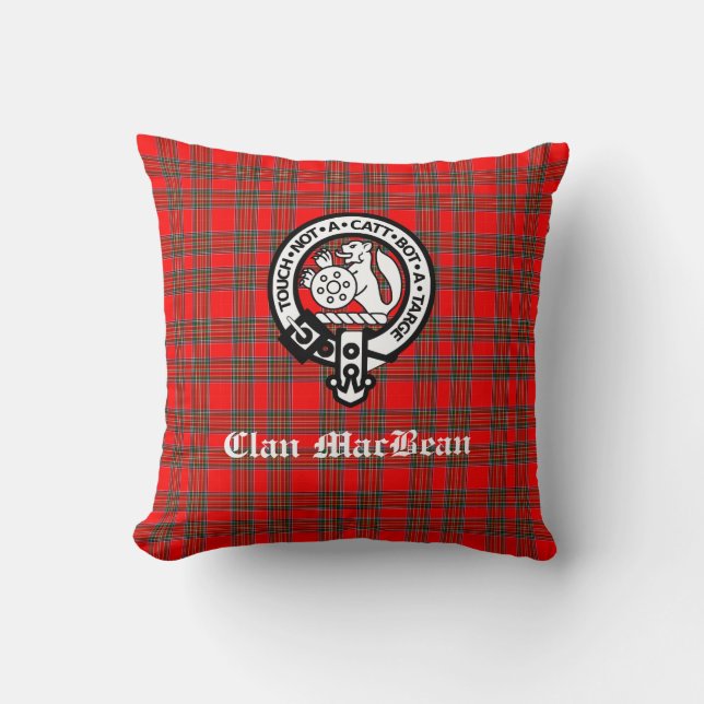 Clan MacBean Wappen Abzeichen & Tartan Kissen (Vorderseite)