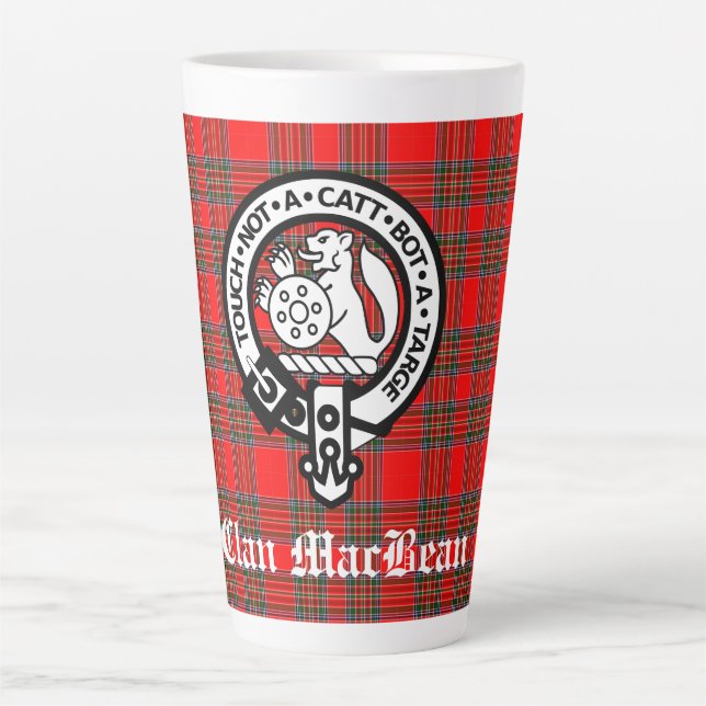 Clan MacBean Wappen Abzeichen & Tartan Milchtasse (Vorderseite)