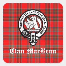 Clan MacBean Wappen Abzeichen & Tartan Quadratischer Aufkleber